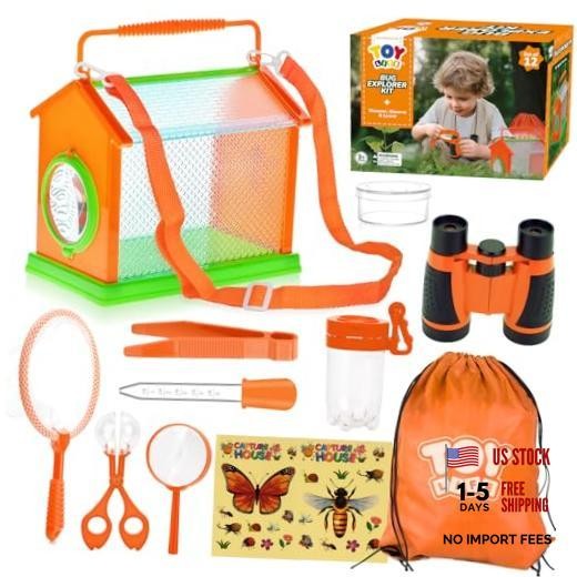 Bug Catcher for Kids, Bug Catching Kit Kids Explorer Kit with 12 Pcs-orange