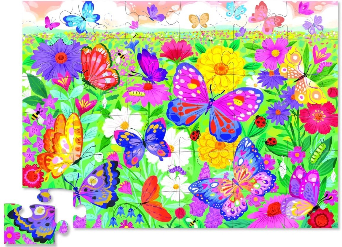 CROCODILE CREEK Butterfly Garden 36pc Large Puzzle Kids Ages 3+ (20″ x 27”) NEW