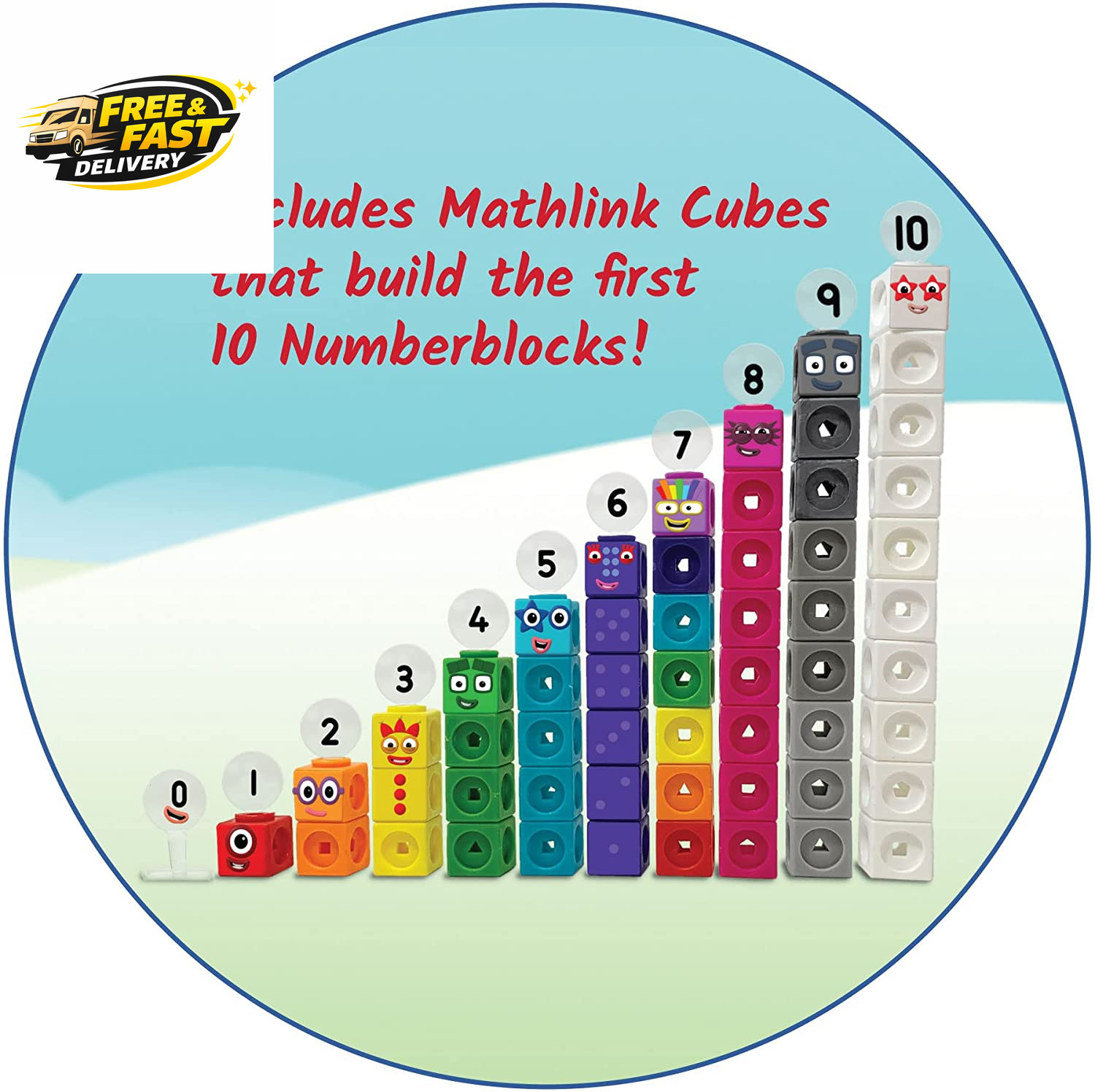 Mathlink Cubes 1-10 Activity Set, 30 Preschool Learning Activities, Counting Blo