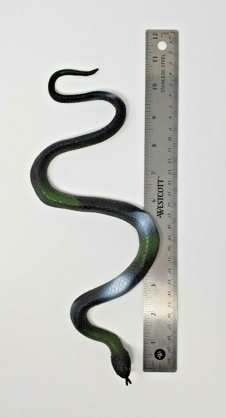 Snake Toy Animal Figure 12″ Plastic Black Green
