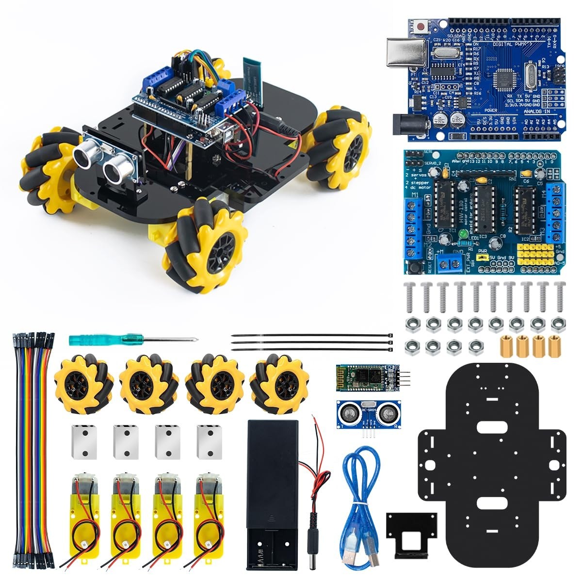 4WD Mecanum Robot Car Kit Smart DIY Project Compatible with Arduino IDE