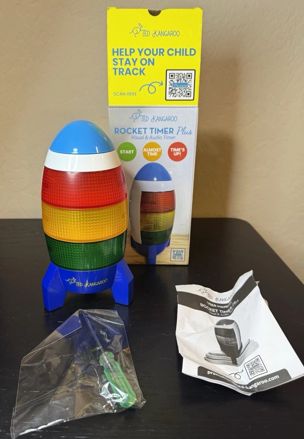 Ted Kangaroo Rocket Timer Plus Visual Audio Countdown Timer Open Box ADHD