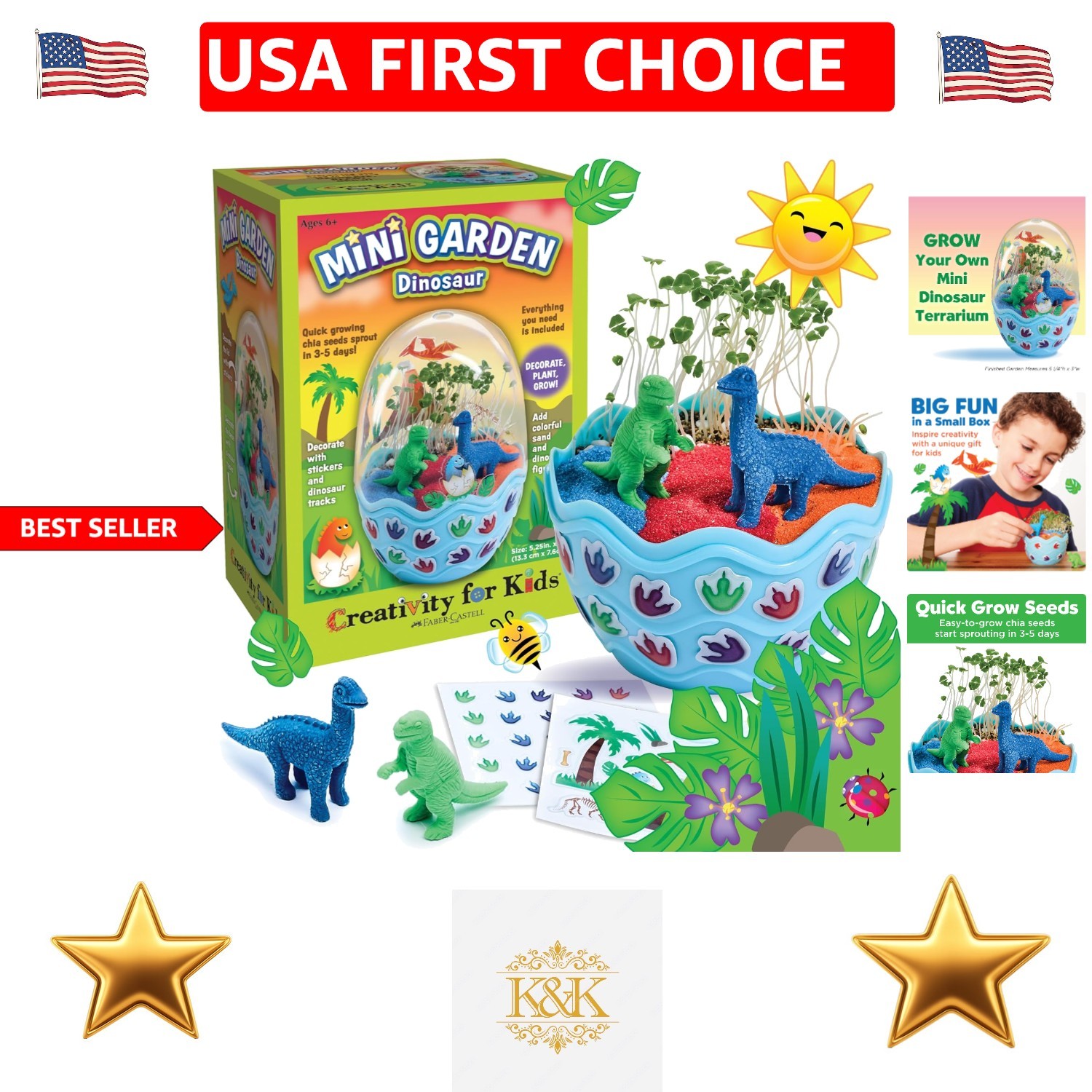 Dinosaur Egg Terrarium for Kids – Engaging STEAM Craft Kit With Quick-Grow Seeds