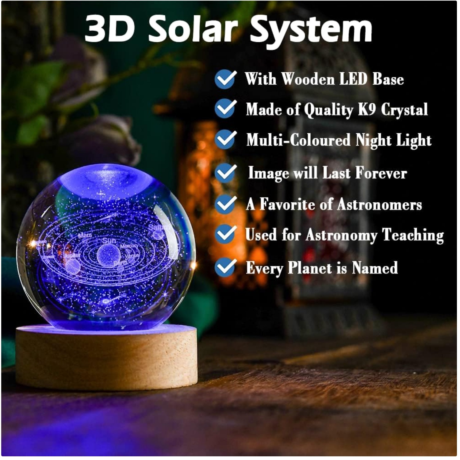 Universe Crystal Ball 60mm – Laser Engraved Astronomy Decor