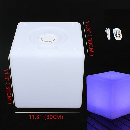 RGB Light Up Square Cube LED 12″ Party Decor Lighting Furniture With 15m Remote