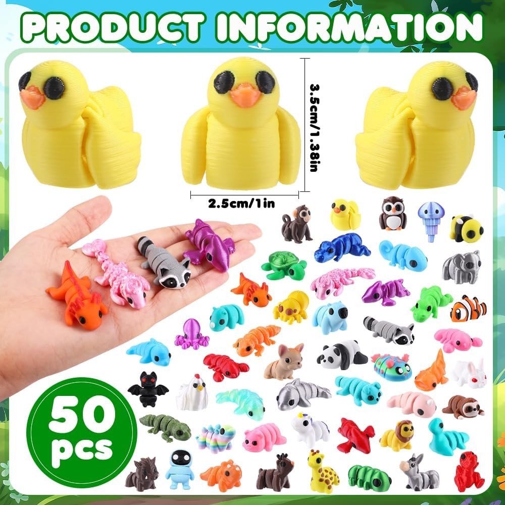 50Pcs Mini 3D Printed Animals for Kids Little 3D Printed Figurines for Party …