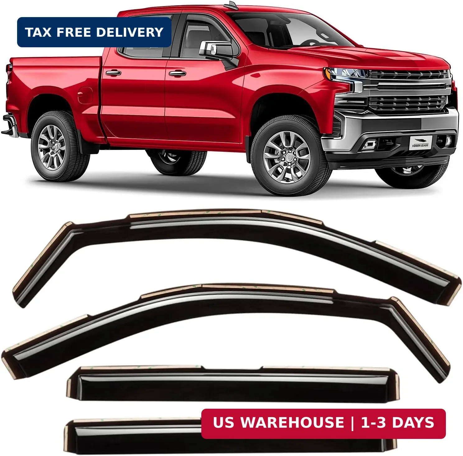 Voron Glass in-Channel Extra Durable Rain Guards for Chevy Silverado/GMC Sierra