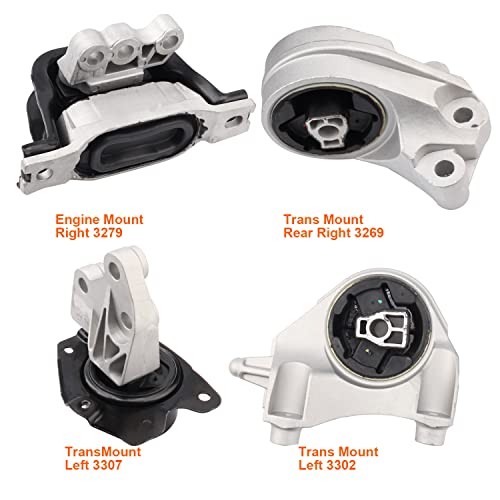 Set of 4, Engine Motor and Transmission Mounts Compatible with 10-17 Captiva