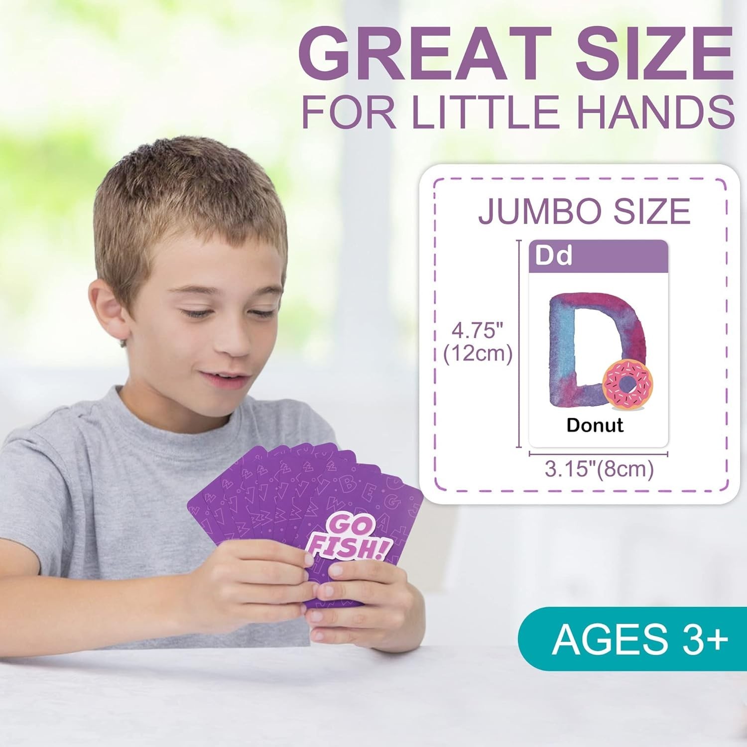 Alphabet Go Fish Card Game for Kids,104 Cards, Oversized ABC Learning Playing…