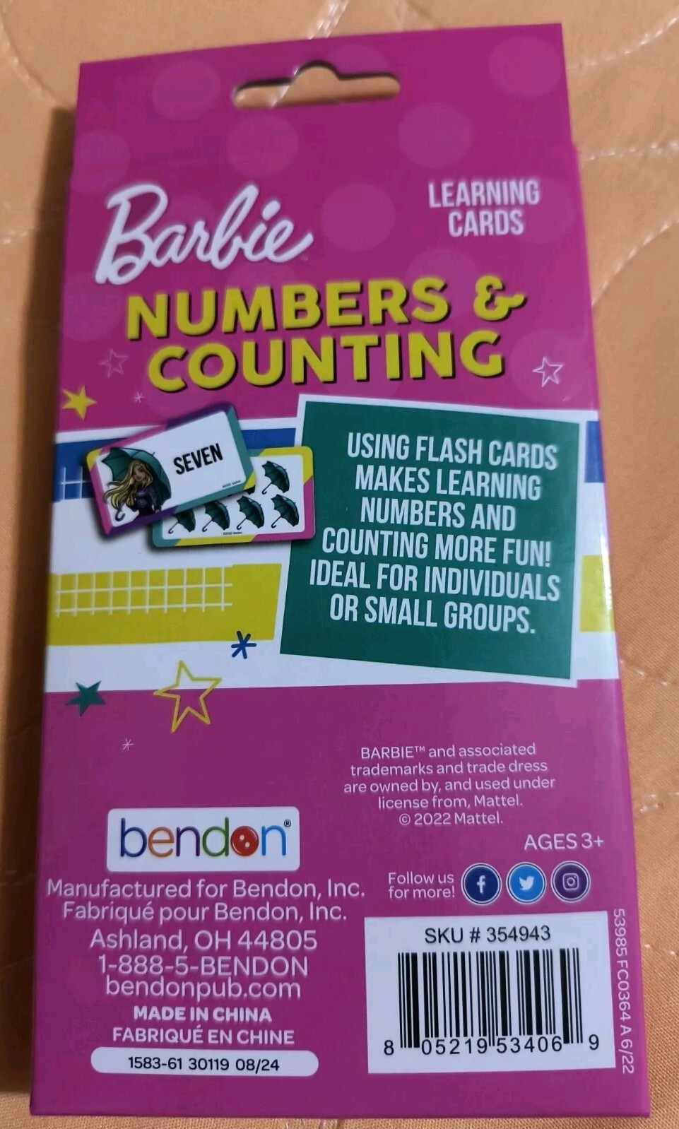 MATTEL Barbie & Friends Numbers & Counting Learning 36 Flash cards 🆕 Free ship!