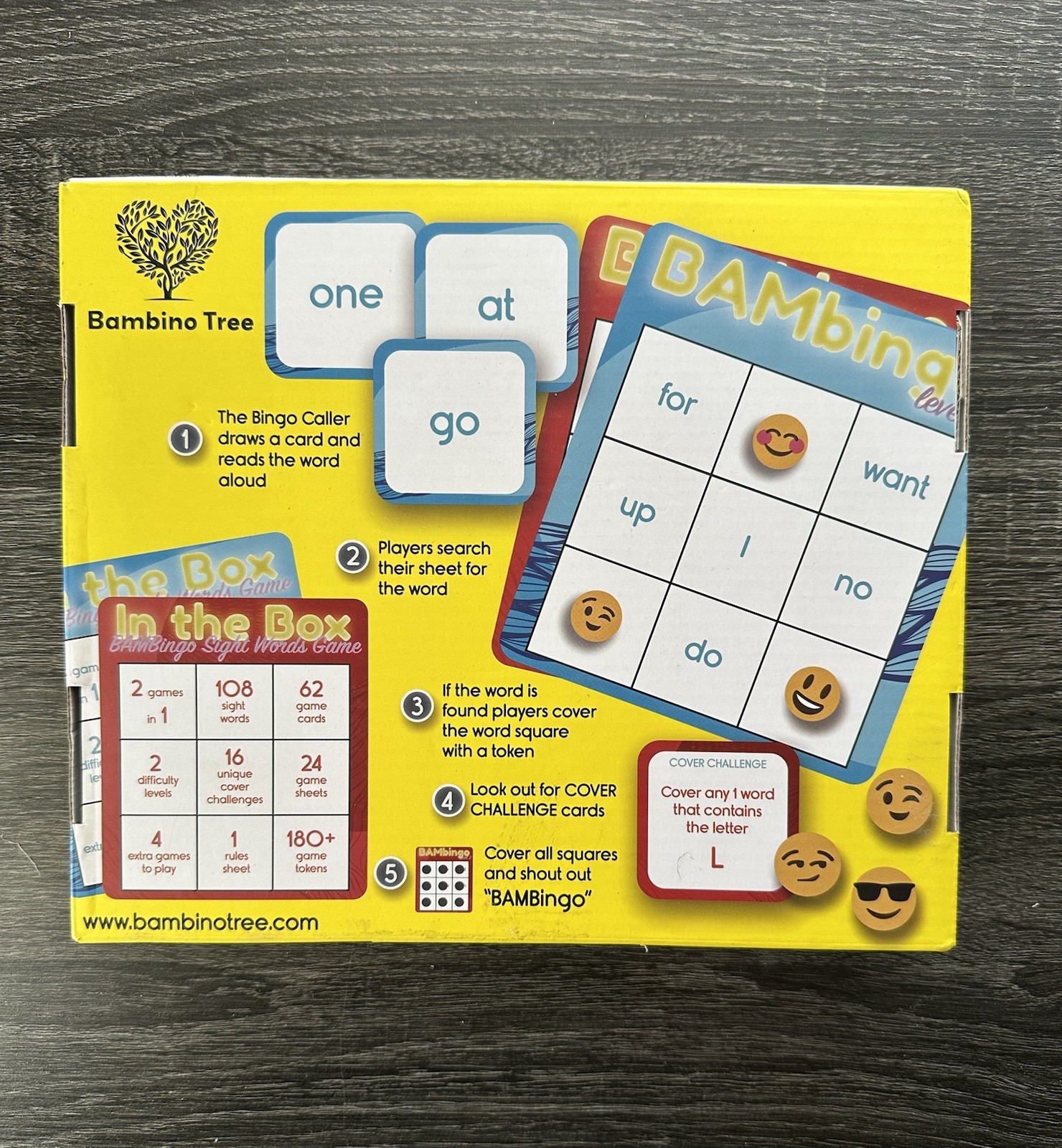 BAMbingo Sight Words Educational Bingo Game 108 Words Reading Learning Set