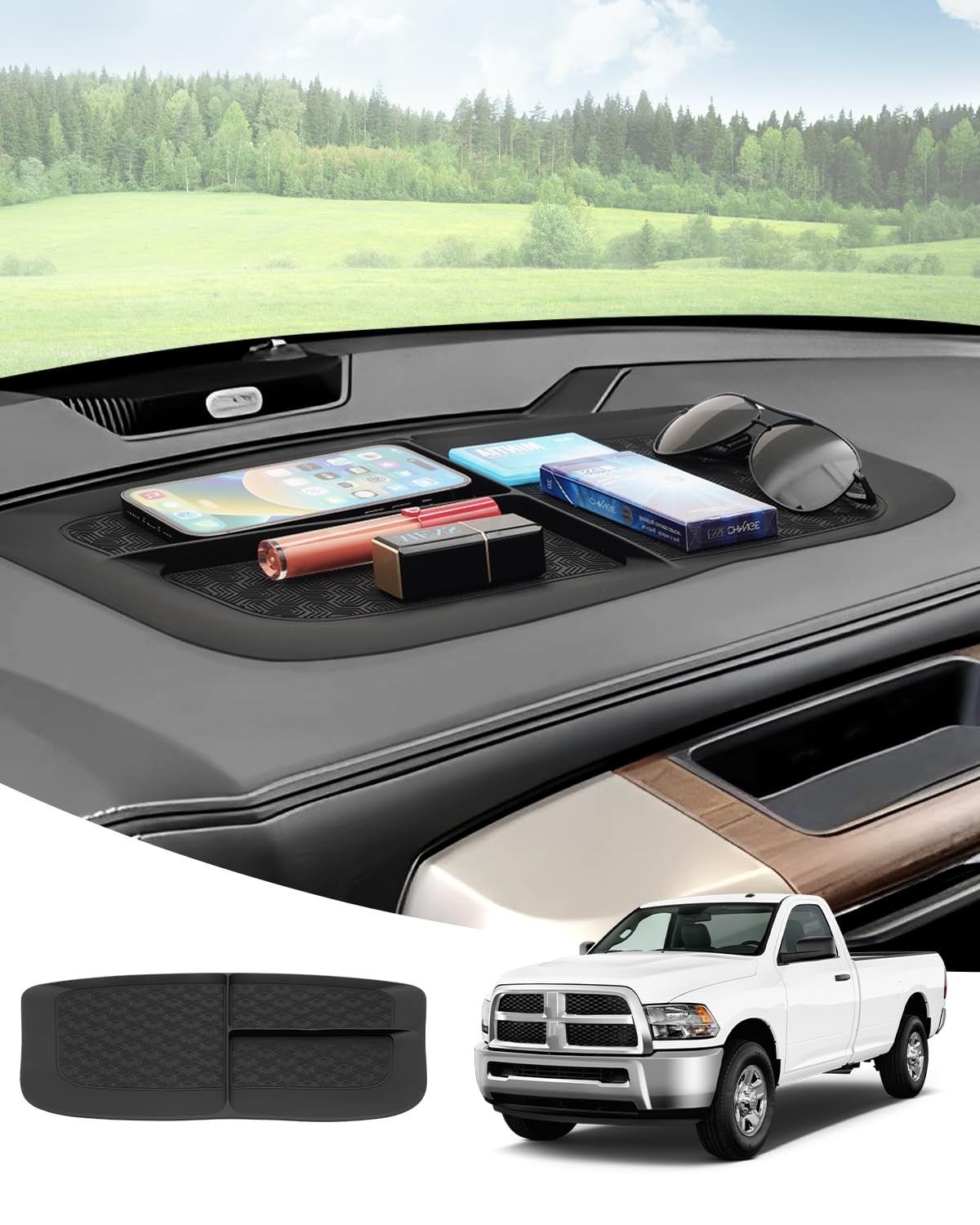 Karltys Ram Dash Mat for 2011-2018 Dodge 1500 Ram, black