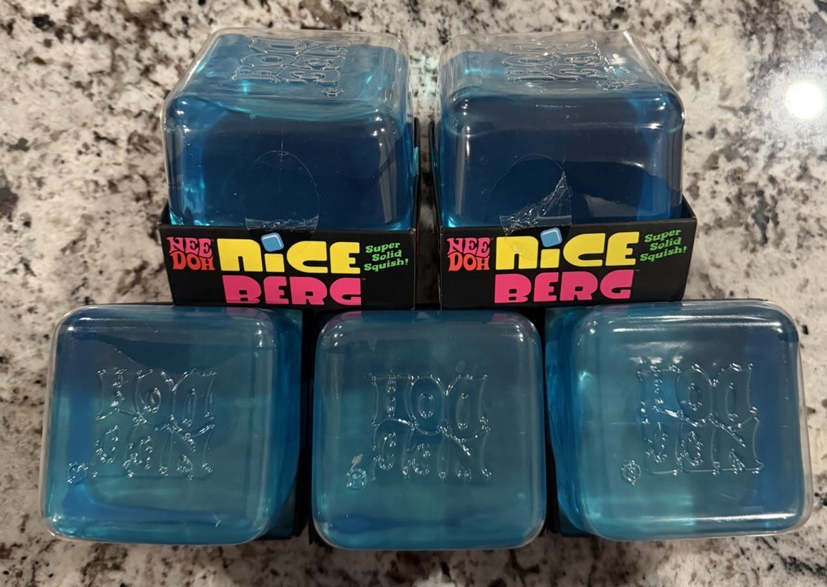 Authentic NeeDoh Nice Berg Blue XL Giant Nee Doh Solid Squish Cube