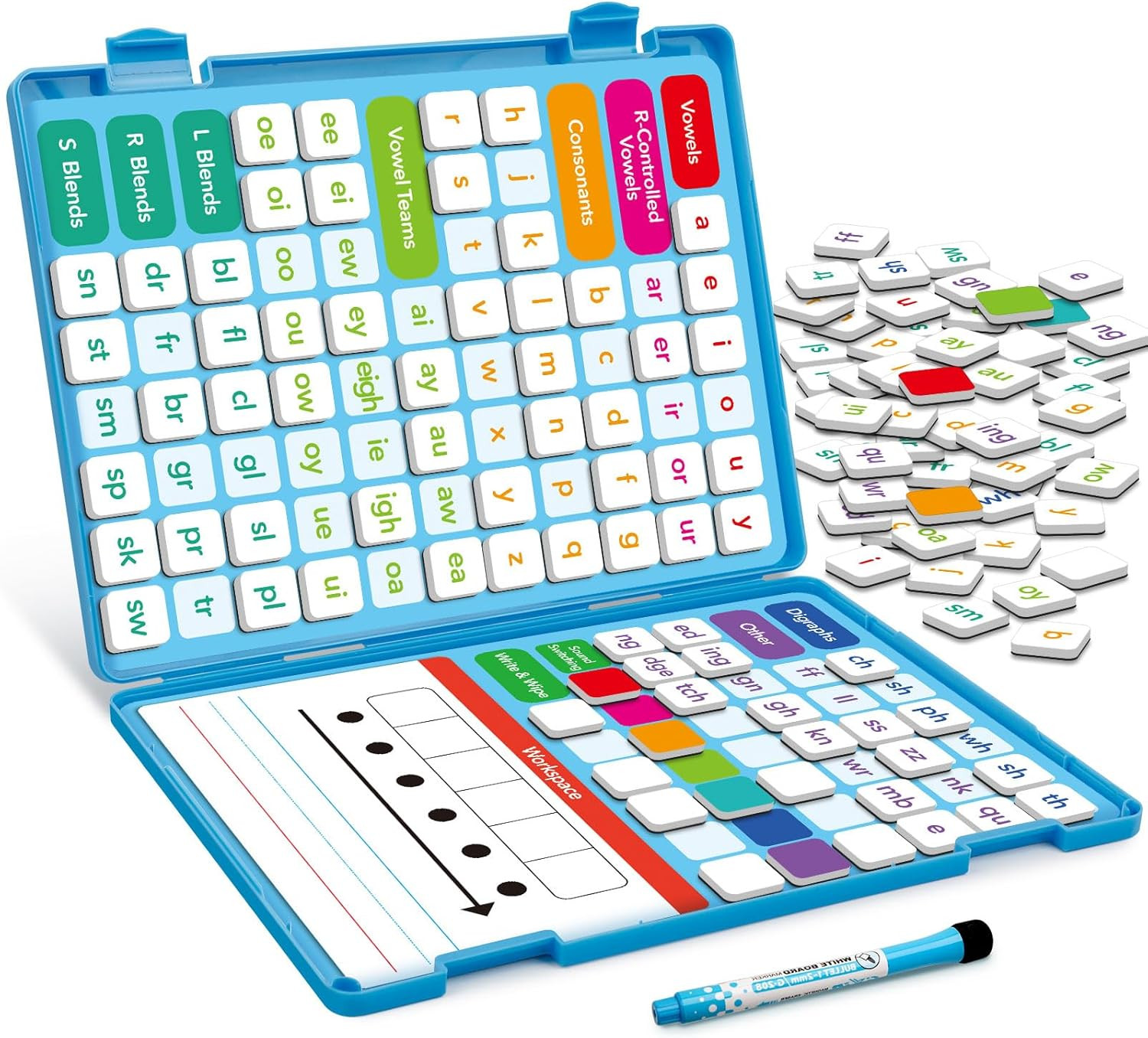 Phonics Magnetic Letter Tiles-Hooked on Phonics,All-In-One Magnetic Phonics Kit,