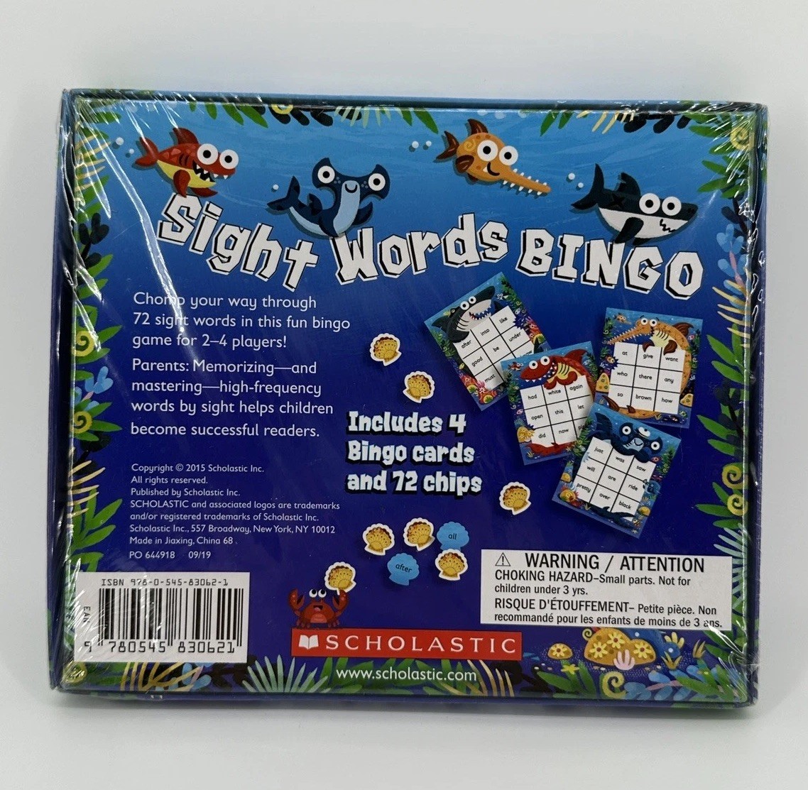 Scholastic Sight 72 Words Bingo Game 2-4 Players Age 5+ Educational SEALED