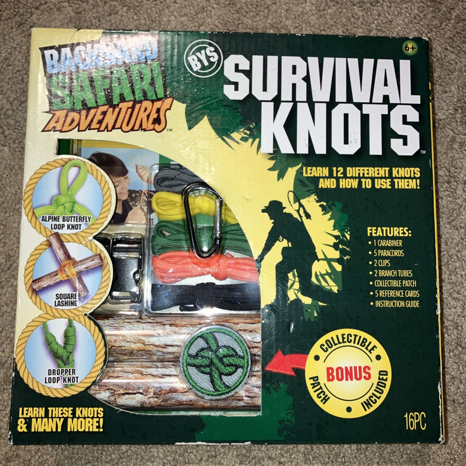 BYS BACKYARD SAFARI ADVENTURES SURVIVAL KNOTS – 16 PIECES 6 YEARS AND UP NEW