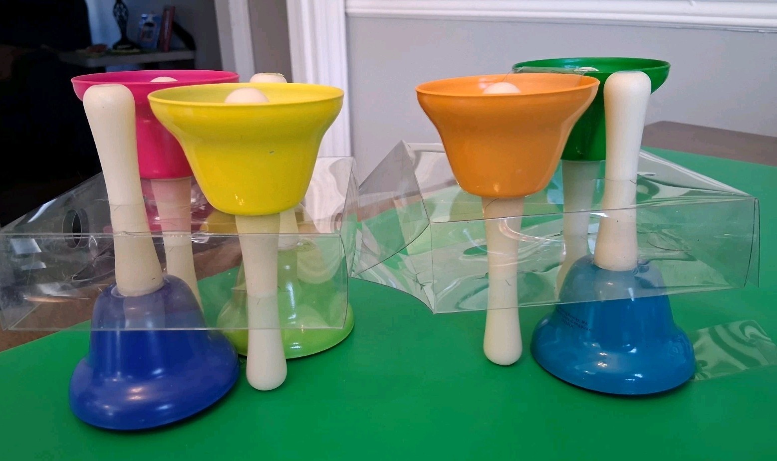 Set Of 7 Hand Bells Multi Colored Notes Tones Music Toys Educational READ