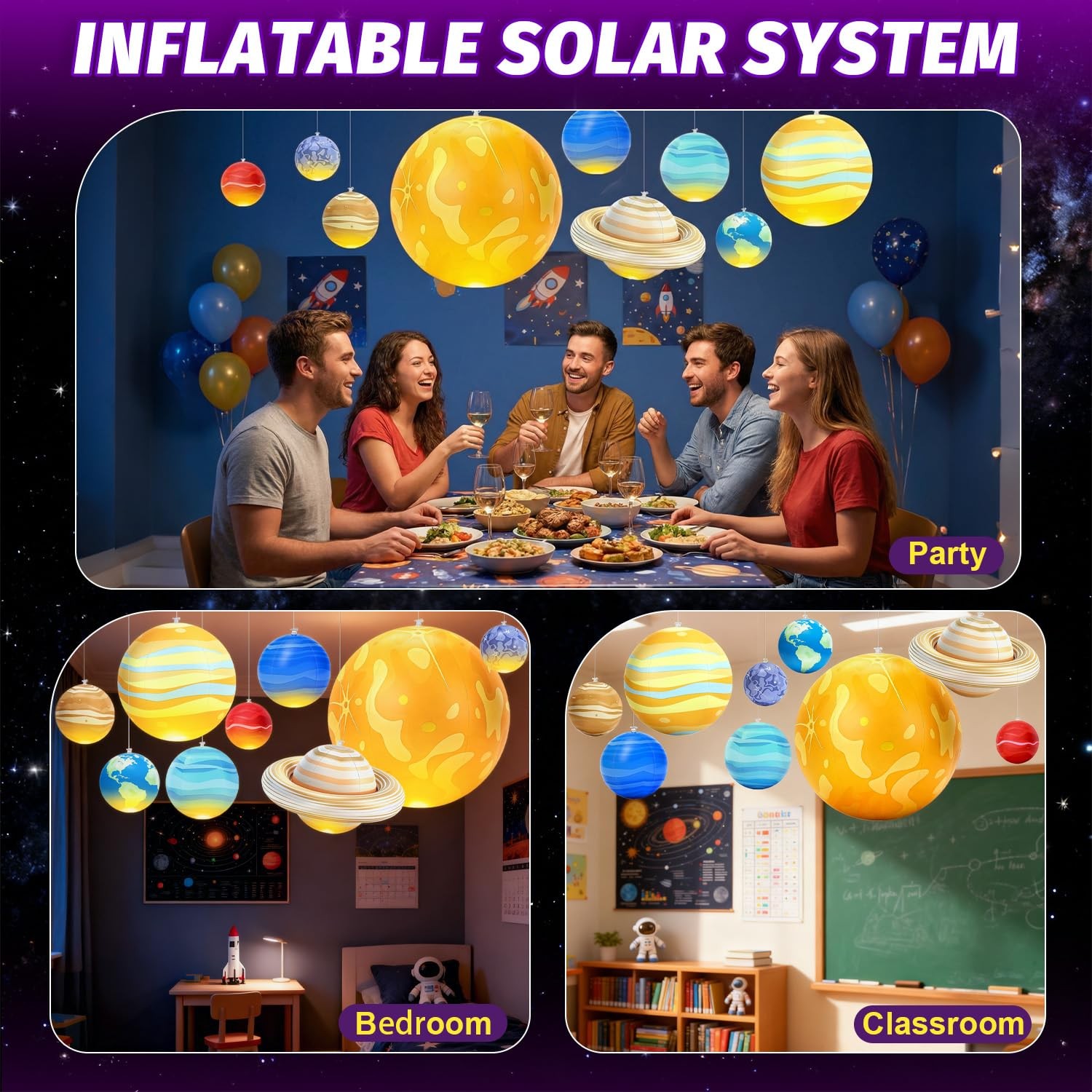Inflatable Solar System Planets with Lights, 2026 Upgraded Inflatable Solar S…