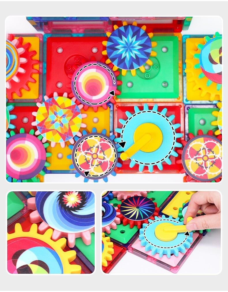 130pcs Magnetic Building Blocks Gear Toy Educational STEAM Toy for Toddlers 3+