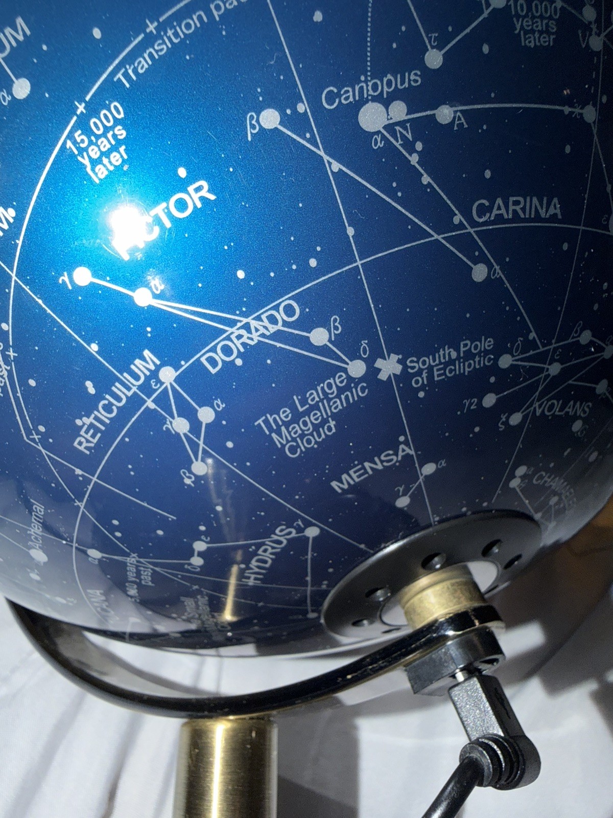 Light Up Celestial Star Map Globe Lamp Rotating Constellation Astronomy Deco EUC