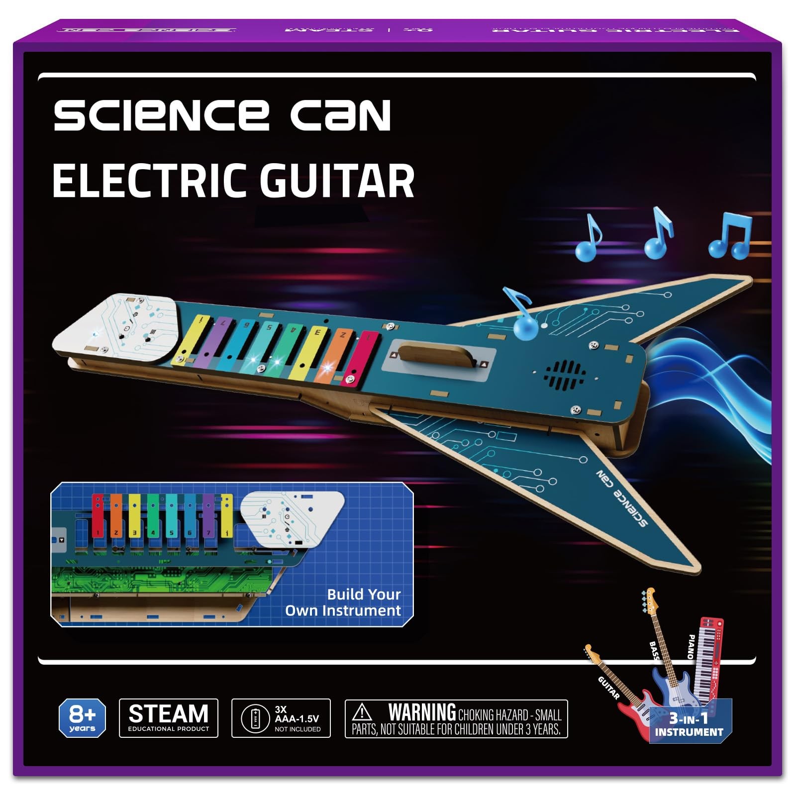 STEM Science Kit for Kids Age 8-12, DIY Electronics Guitar Building Kit, 3D W…