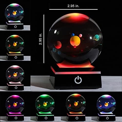 3d Solar System Model Crystal Ball 80mm 3.15inch – Outer Space Astronomy Gift…