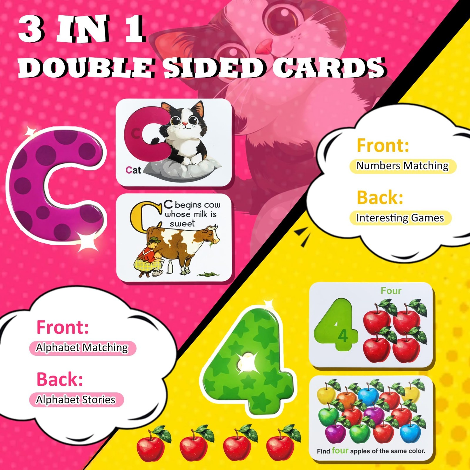 Magnetic Alphabet & Number Flash Cards Set – Montessori Puzzle Games for Kids 3-
