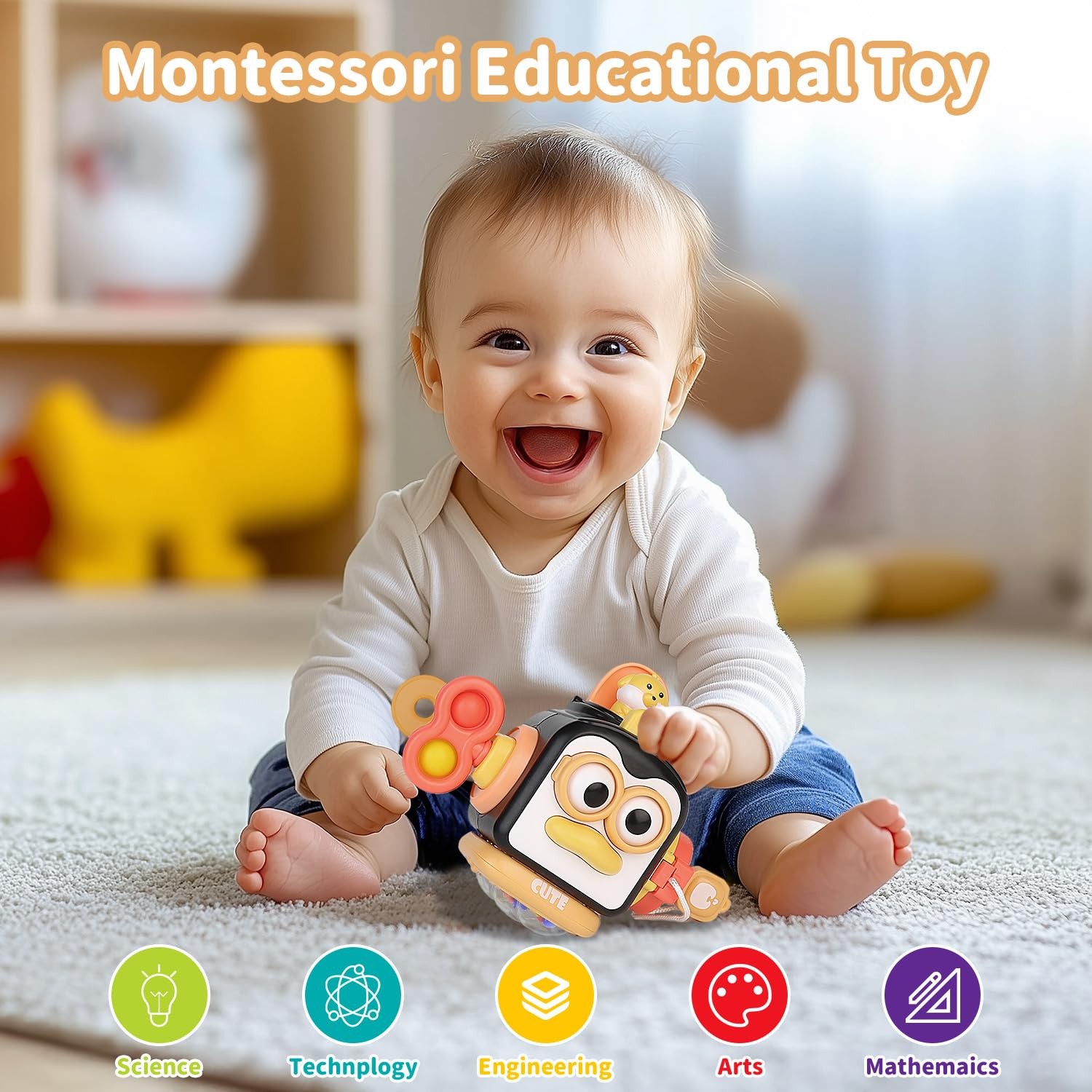 OSIMILY Montessori Toys for 1 Year Old, Busy Cube 1 Old Small, Black