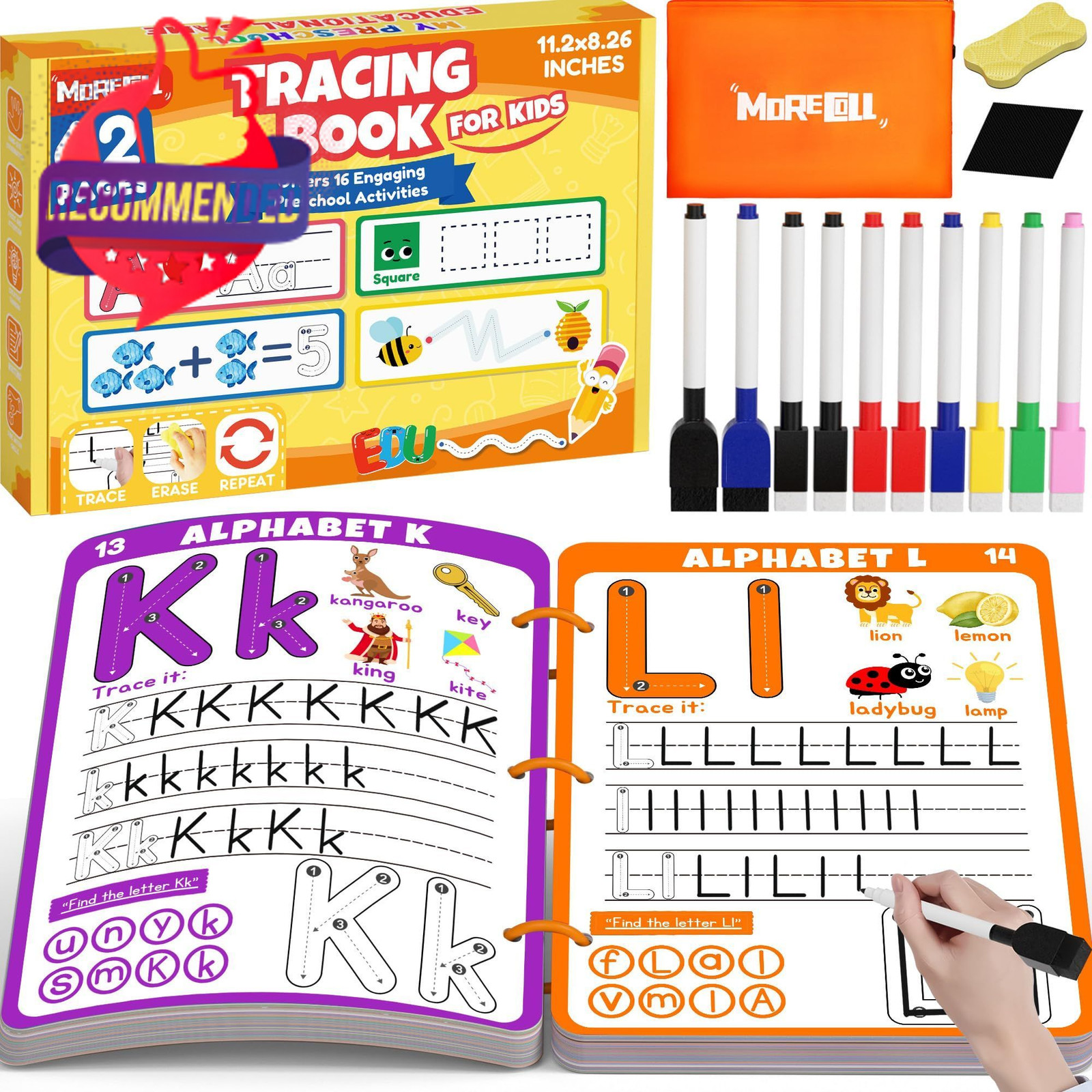 Preschool Learning Activities Educational Workbook, 62 Reusable Pages Pre