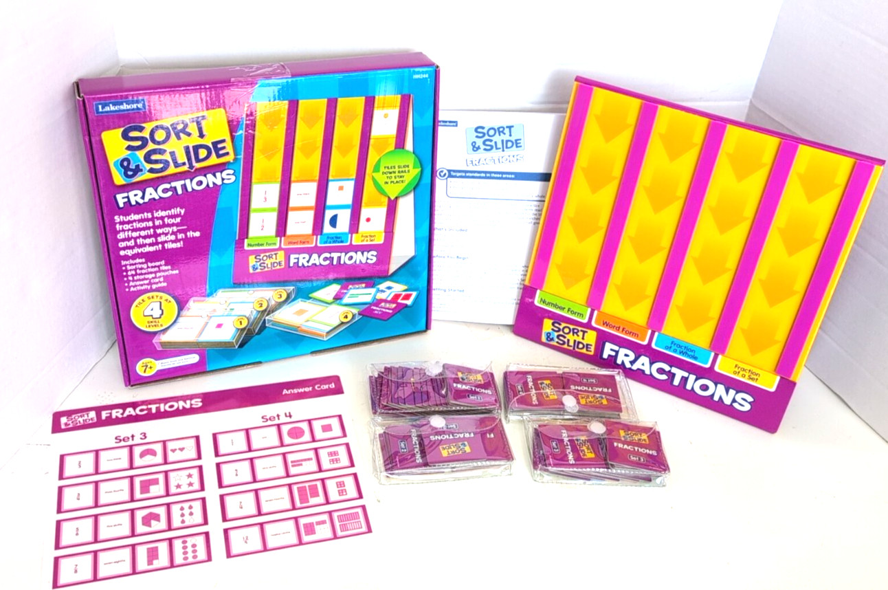 LAKESHORE Sort & Slide Fractions Complete Classroom Math Center Ages 7+