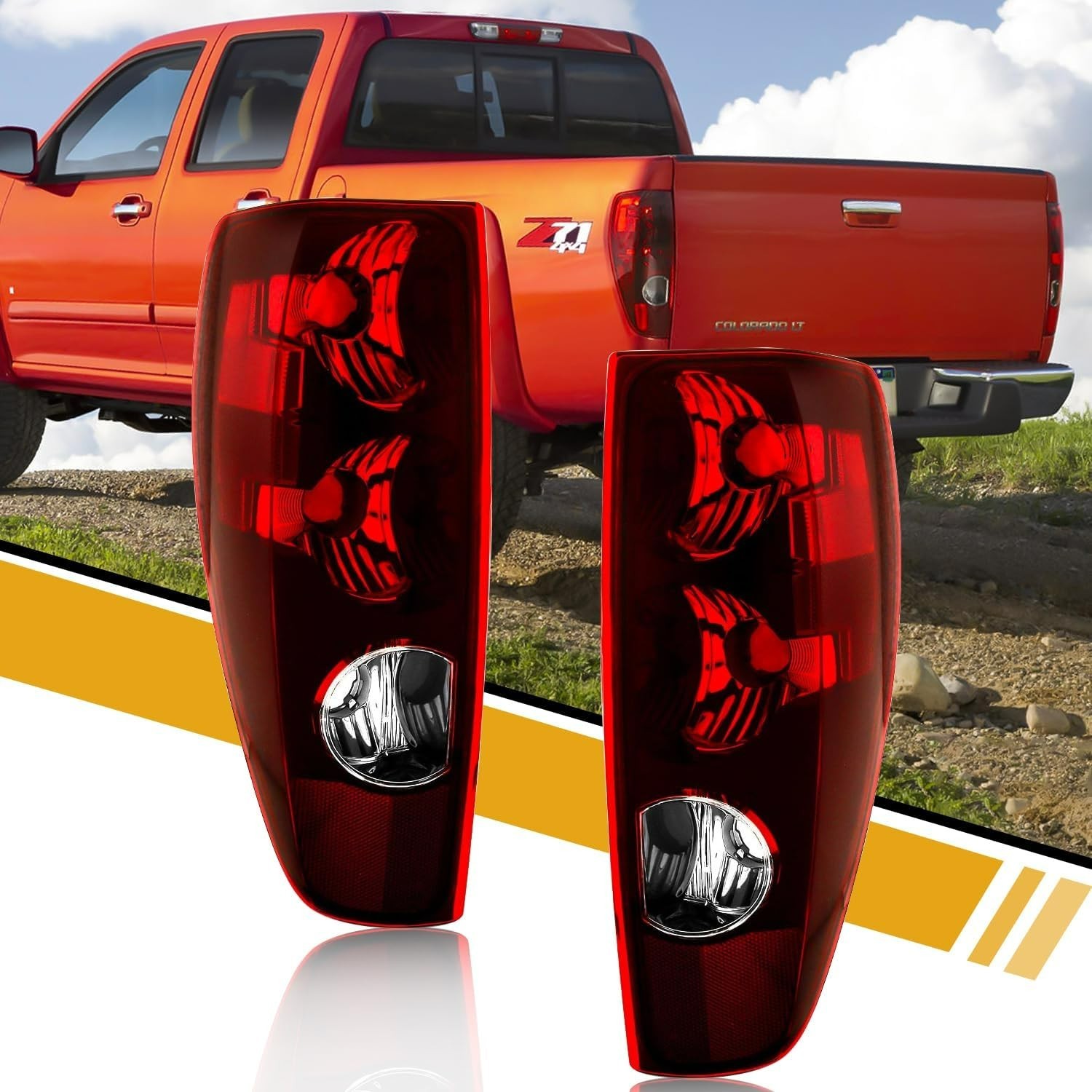 04-12 Chevy Colorado GMC Canyon Red Tail Lights Assembly Pair Taillights