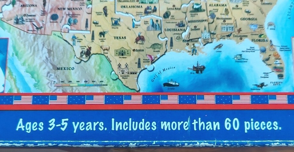 USA Floor Puzzle State Map, 60 pieces Complete, 22.5″ × 36″ Ages 3-5