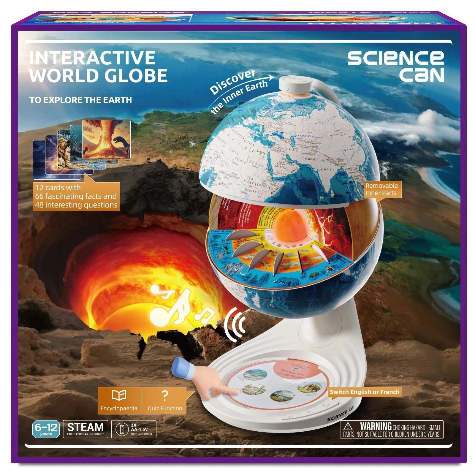 Openable Globe for Kids, 8 Inch Interactive World Globe Talking M…