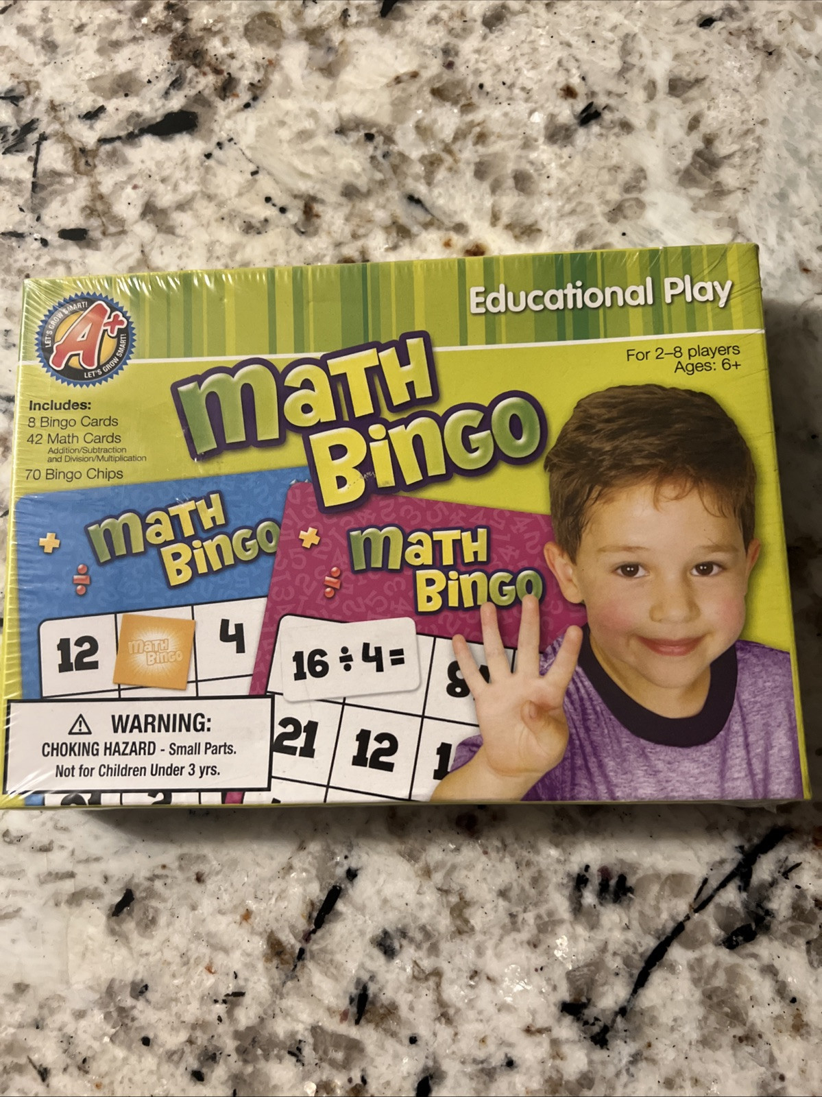 Math Bingo Educational Game A+ Sealed Kids Learning Game Ages 6+ 2-8 Player