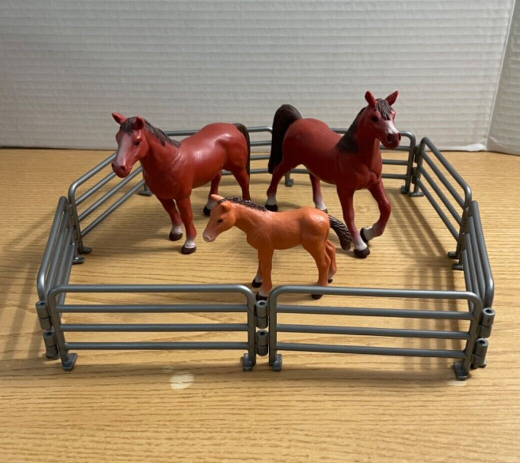 Tree House Kids 3 Horses and Corral Fence Mom and Colt Brown Tan Toys Cabelas