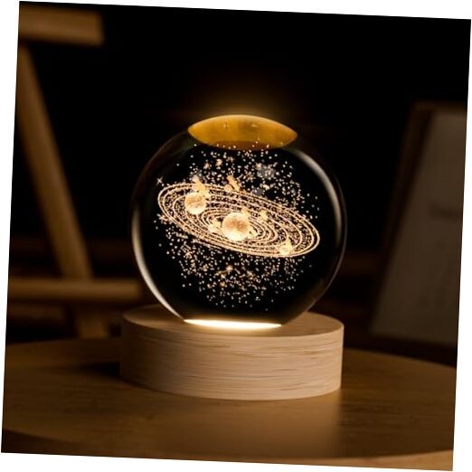 3D Crystal Ball, 2.4inch Universe Gifts Decorative Quartz Glass Solar System