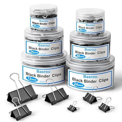 228 PCS Binder Clips Paper Clamps,Extra Large Medium Small Assorted Sizes Black