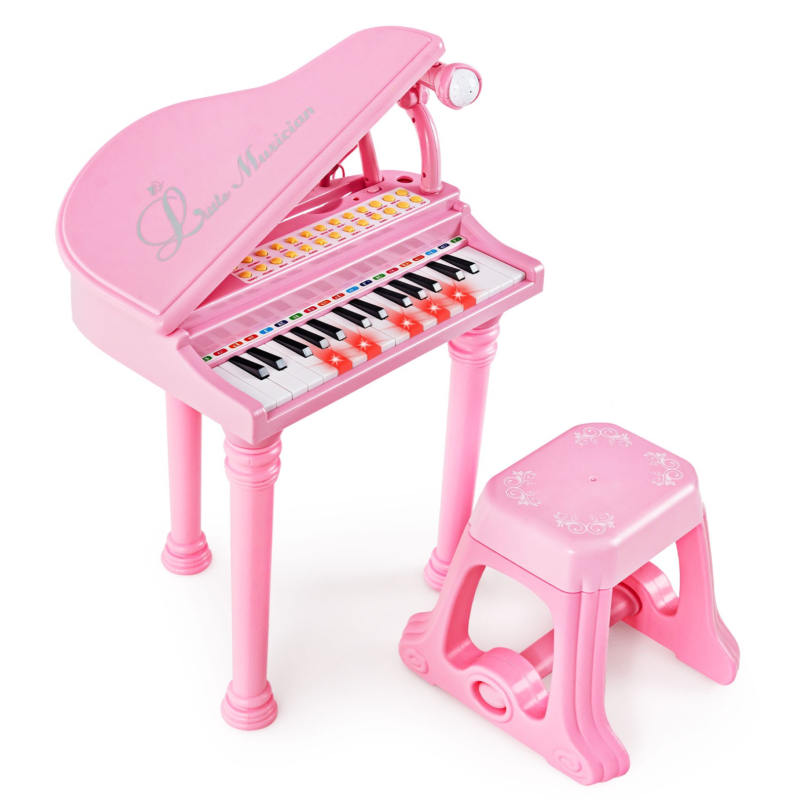 31 Keys Kids Piano Keyboard Toy Toddler Musical Instrument w/ Stool & Microphone
