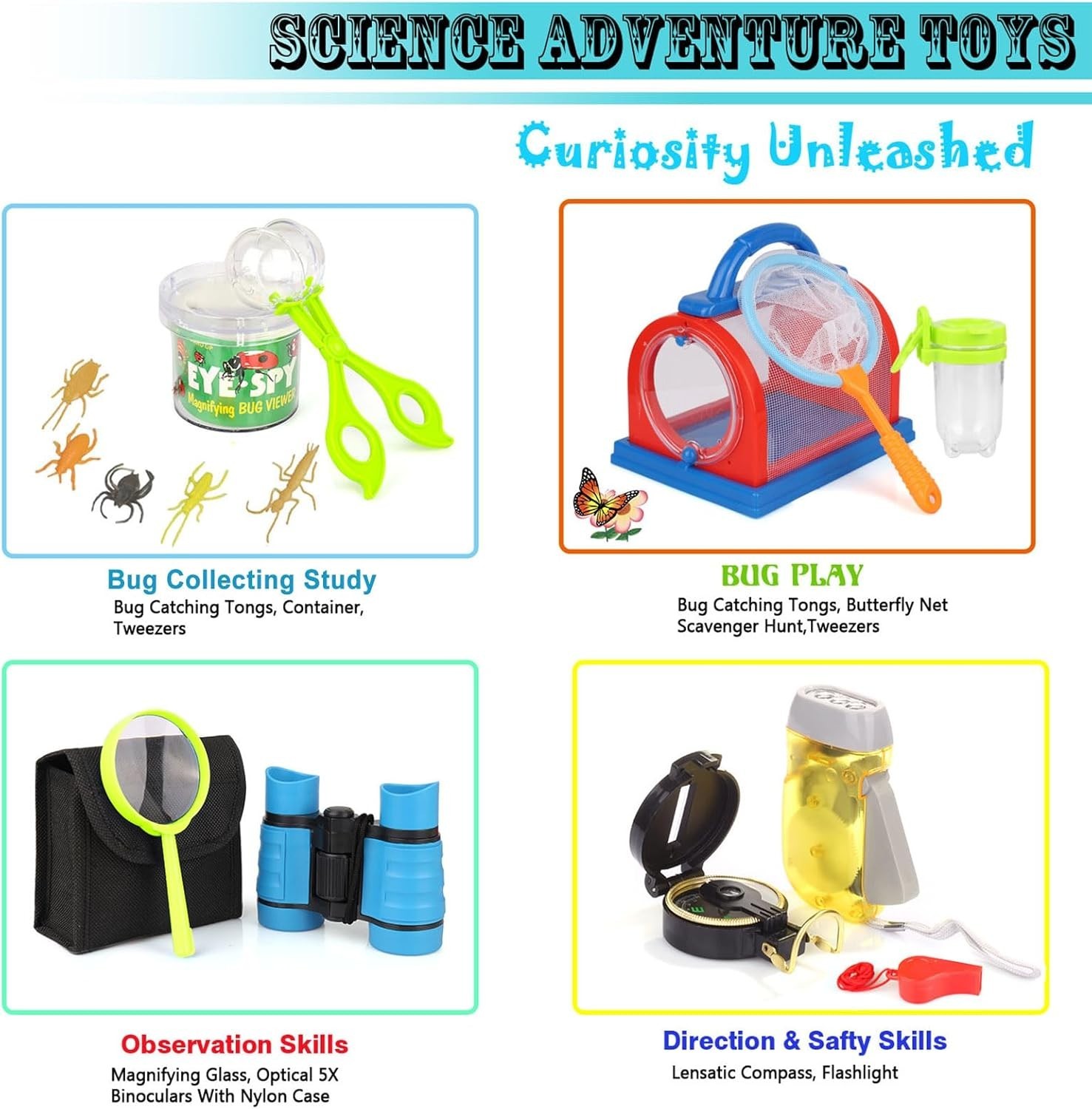 Outdoor Explorer Kit & Bug Catcher Kit with Binoculars, Compass, Magnifying G…