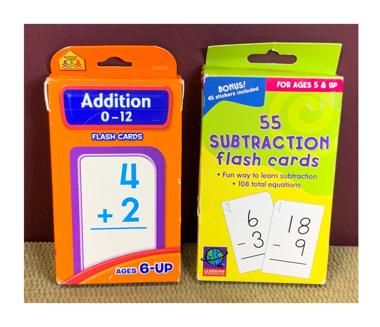 2002 & 2010 SUBTRACTION FLASH CARDS & ADDITION FLASH CARDS AGES 5/6 AND UP