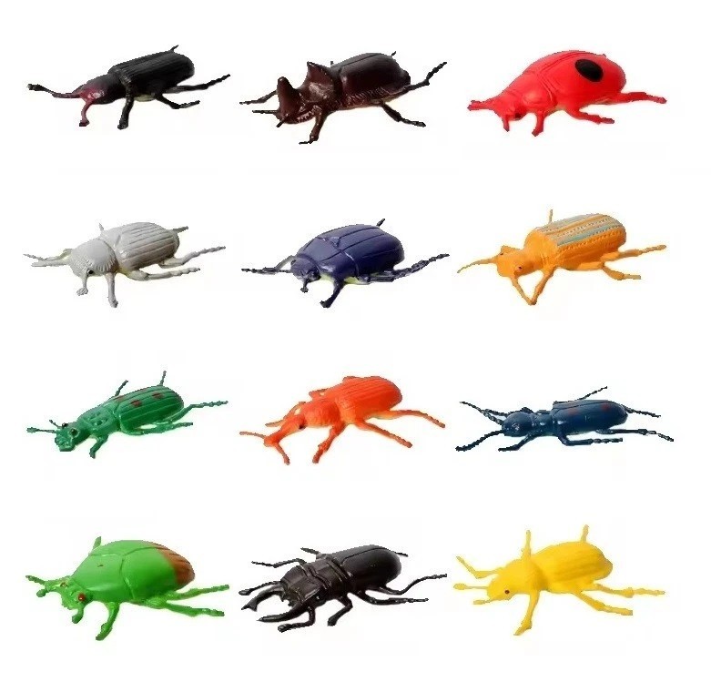 12pcs Beetle Insect Animal Figure Toy PVC Doll Small Figurine Birthday Gifts