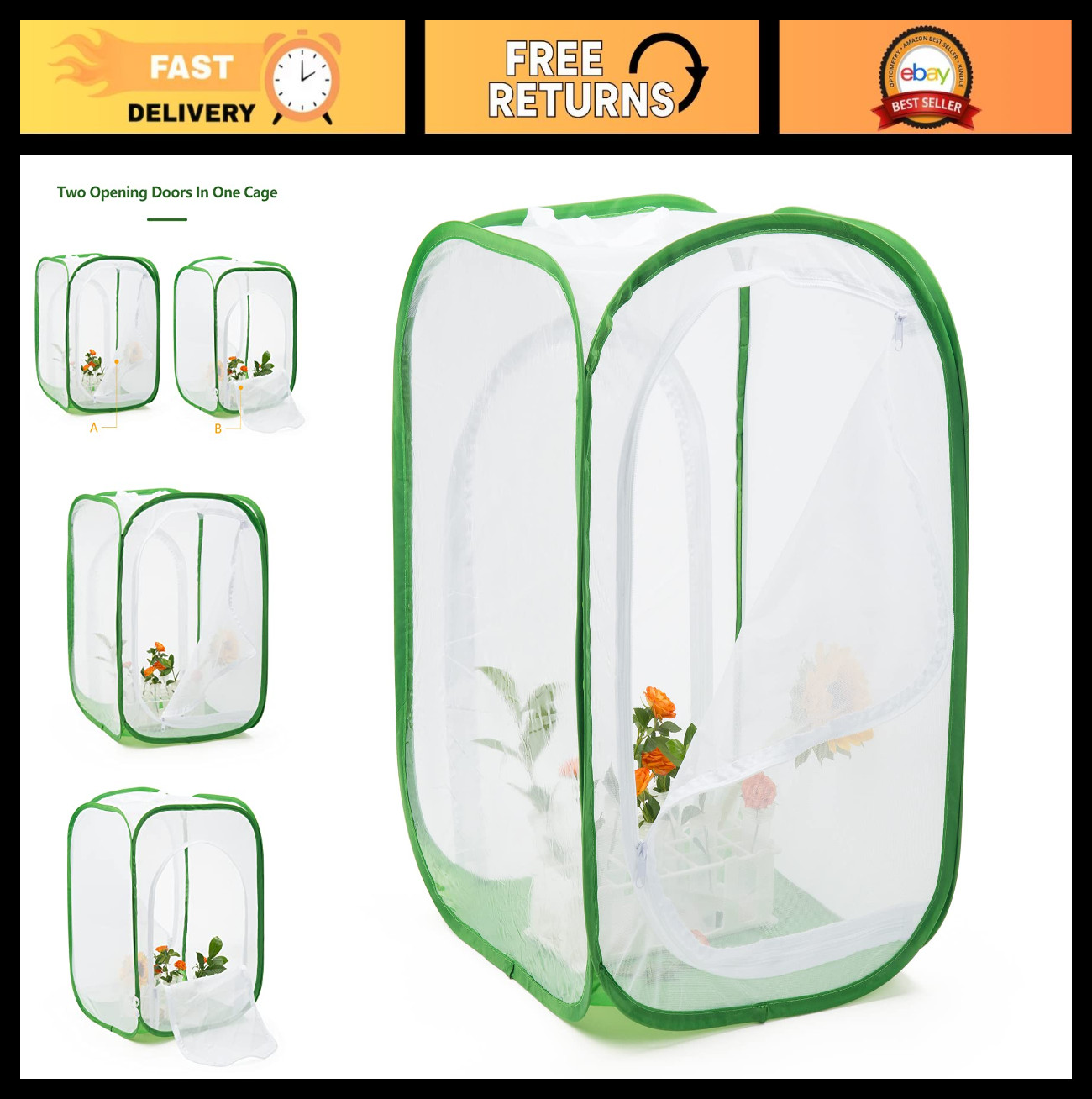 Butterfly Habitat Cage – Insect Mesh Terrarium for Caterpillars & Butterflies (1