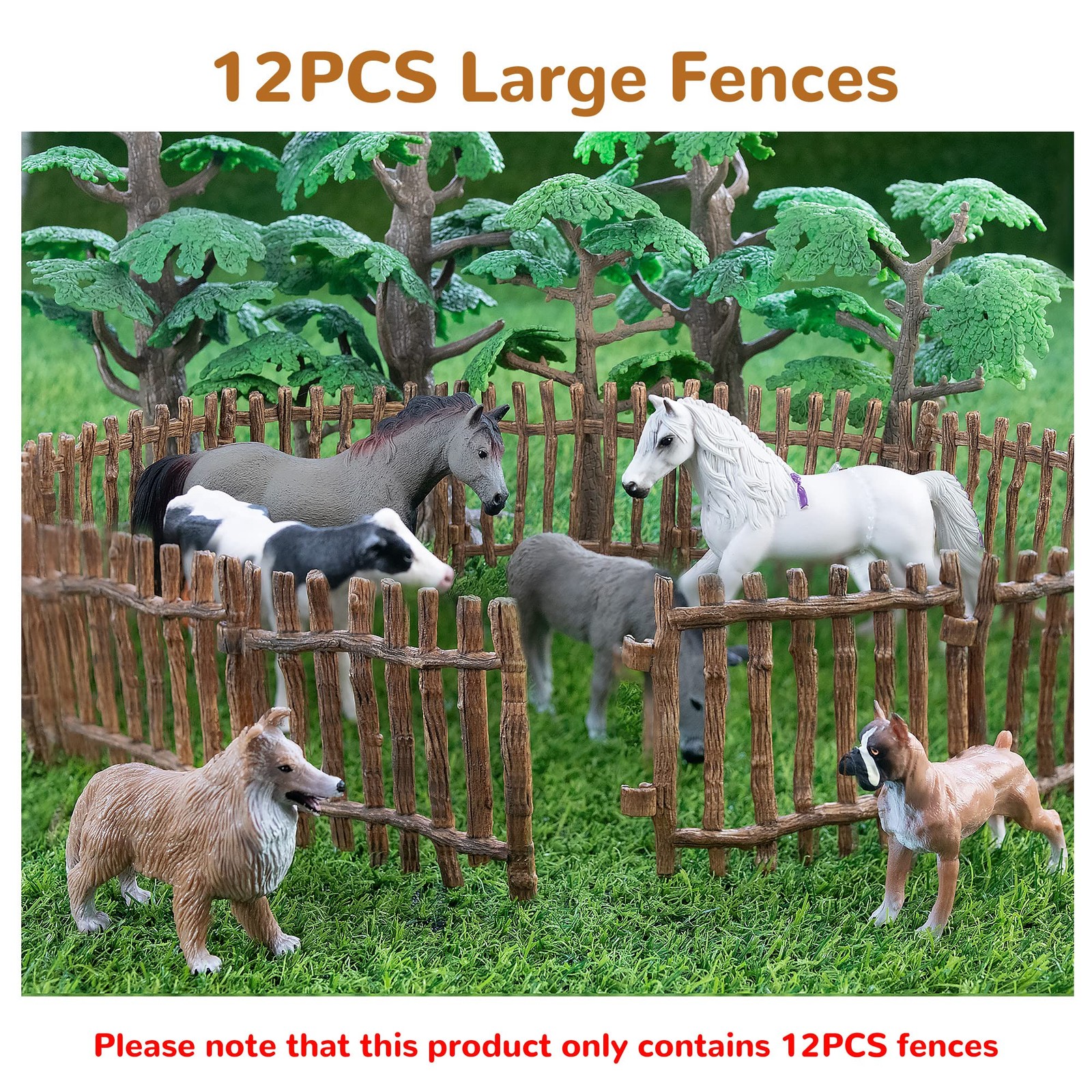 Realistic Toy Fence, Large Corral Fencing Panel Accessories Playset, Farm Fence