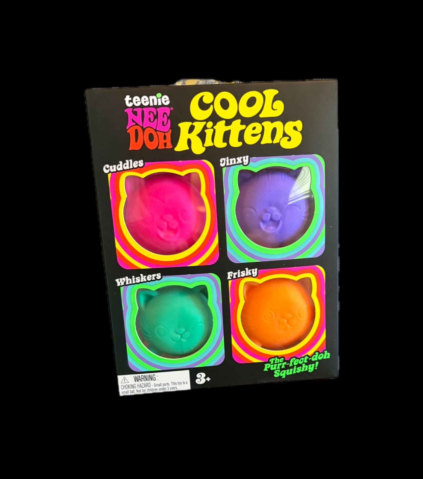 100% Authentic Schylling Teenie NeeDoh Cool Cats Pack (Pink,Purple,Green,Orange)