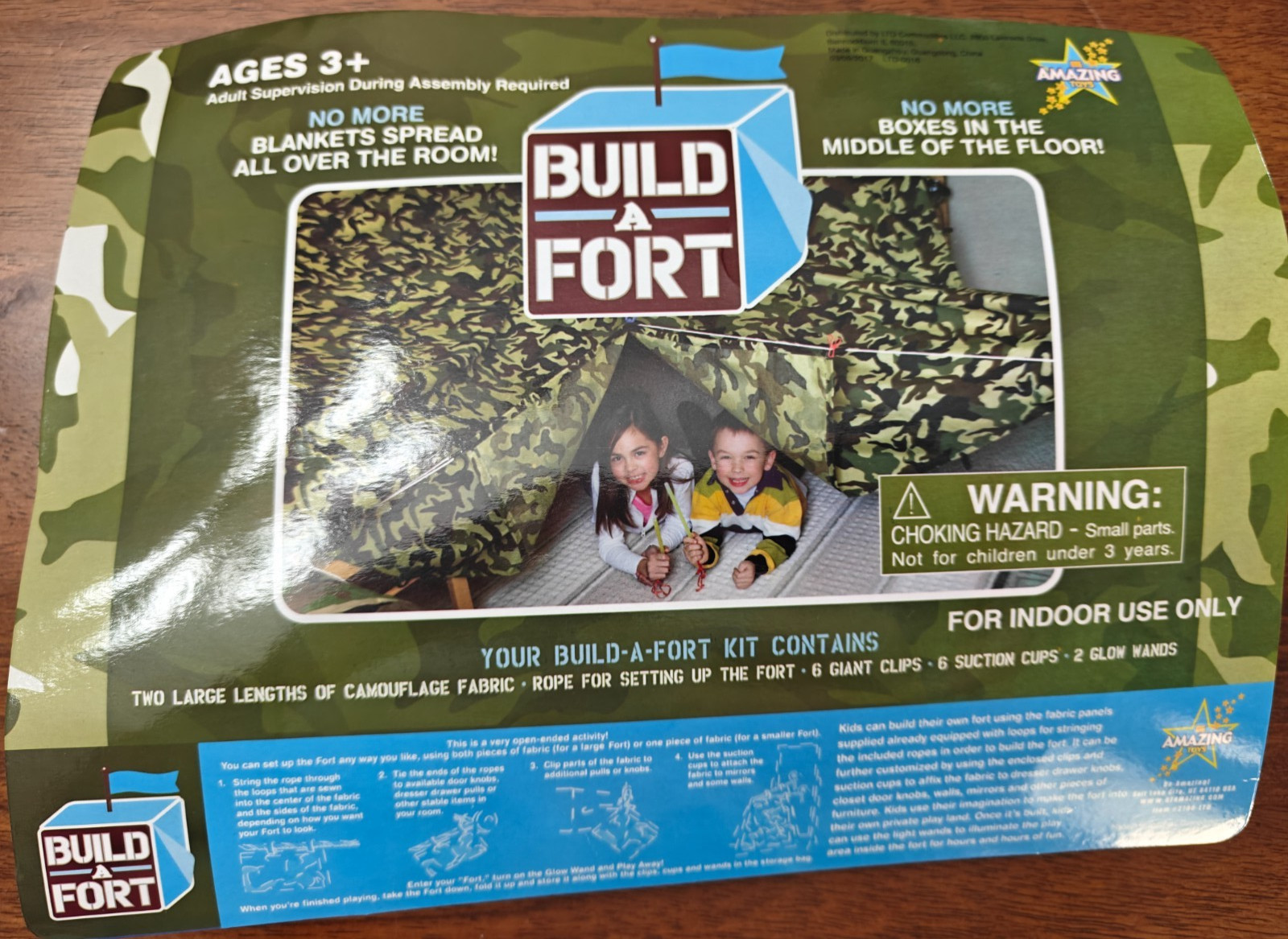 Be Amazing Toys BUILD A FORT kit. Hours of fun for kids 3+ *Green Camouflage*