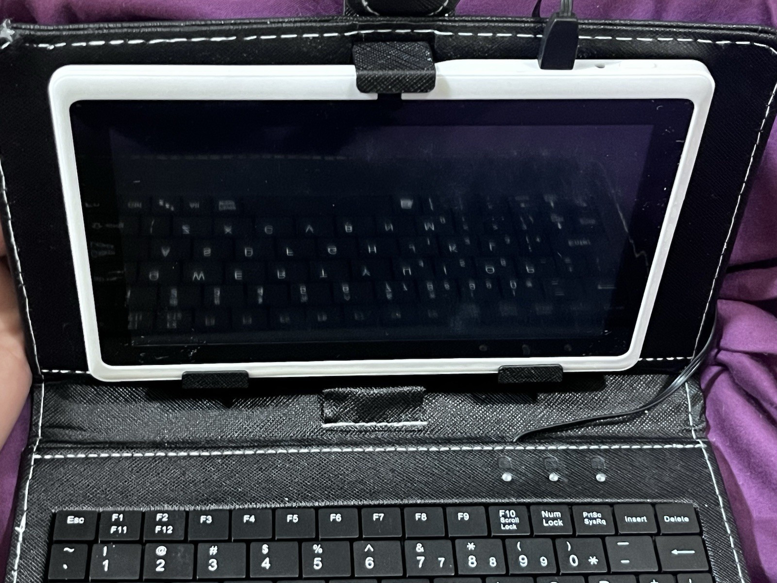 Black Synthetic Leather Universal Tablet Keyboard Folio Case w/ Stand&Tablet!