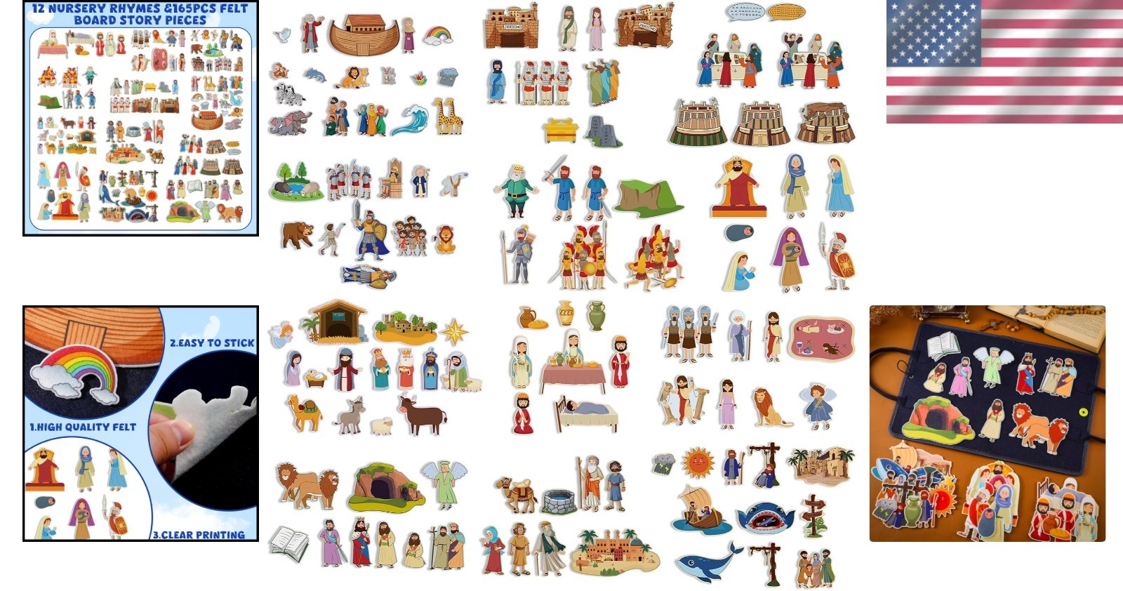 Quality Felt Story Board Set: 165 Pieces for Bible Tales and Imaginative Play