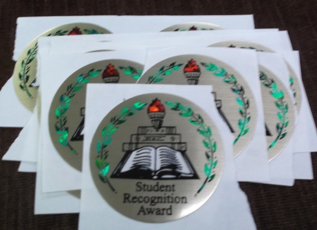 lot of 15 student recognition award mylar insert trophy parts 2″ dia