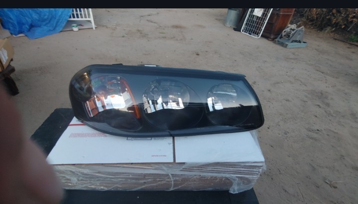 Headlight Assembly Compatible with 2000-2005 Chevy Impala Black Housing Amber