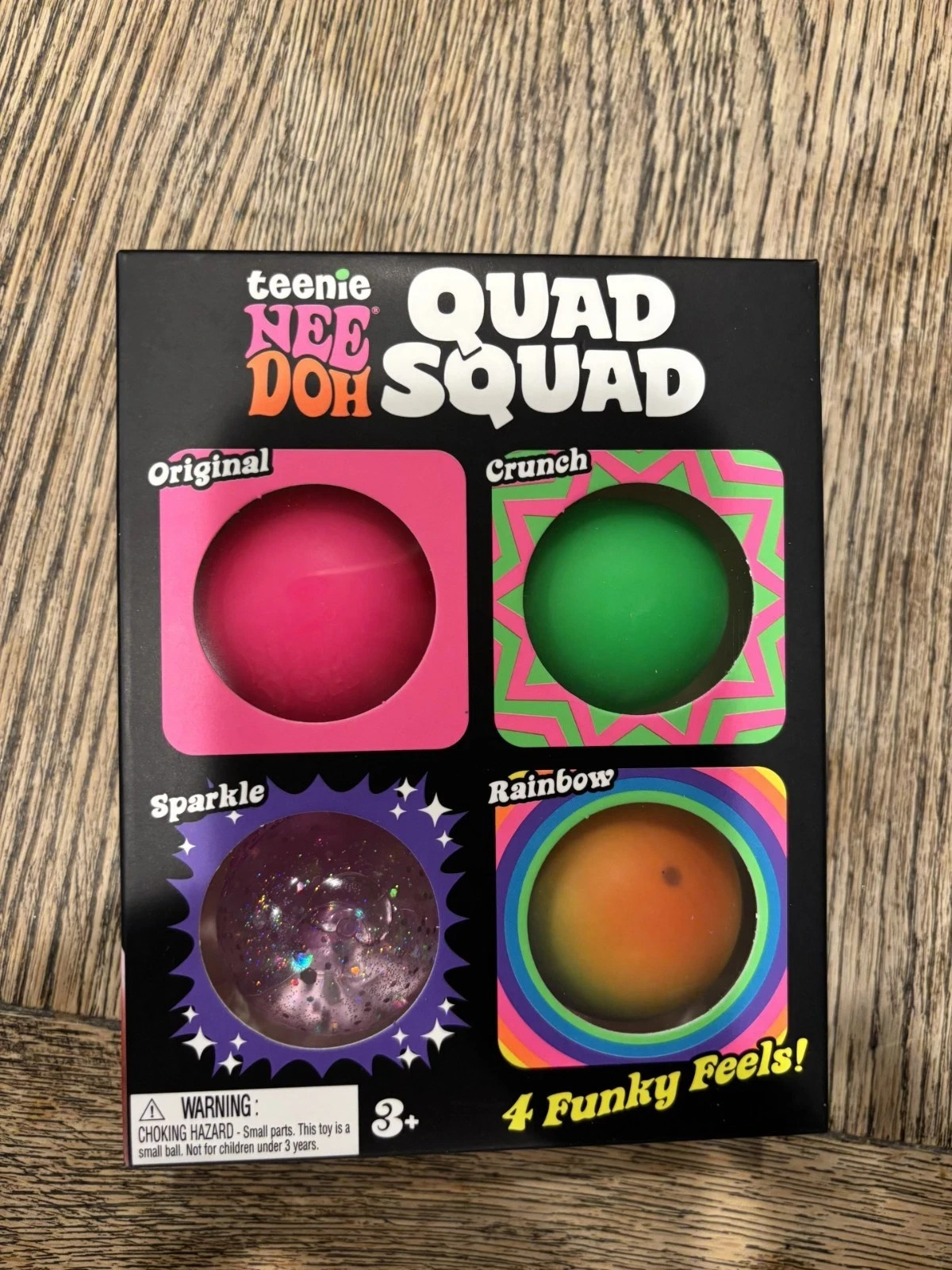 Schylling teenie Nee Doh Quad Squad 4-Pack Sensory Squeeze Toys- Assorted Colors